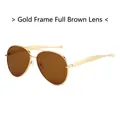 Classic aviator sunglasses with gold metal frame and brown lenses for a retro look - Gold Frame Brown Lens