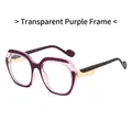 Occhiali da sole oversize alla moda con montatura mista viola trasparente e rosso scuro - Viola Trasparente