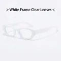Trendy white geometric small frame sunglasses with clear lenses for unisex street style - White Frame White Lens