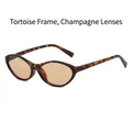 Lunettes de soleil ovales rétro avec monture écaille de tortue et verres champagne - Monture Écaille Verres Champagne