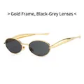 Gafas de sol ovaladas con montura de metal dorado y lentes gris oscuro de estilo vintage - Montura Dorada Negro Gris