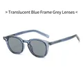 Stylish TR90 sunglasses with transparent blue frame and dark grey lenses for outdoors - Transparent Blue Frame Gray Lens
