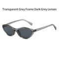 Lunettes de soleil œil-de-chat tendance avec monture gris transparent et verres gris - Monture Gris Transparent Verre Gris