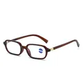 Occhiali da lettura quadrati ambra con lenti anti-luce blu e dettagli in metallo - +2.00 Diottria / Montatura Tè