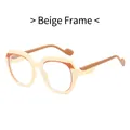 Occhiali da sole geometrici oversize alla moda con montatura beige e caffè - Montatura Beige