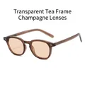 Classic square TR90 sunglasses with transparent tea frame and champagne lenses - Transparent Tea Frame Champagne Lens