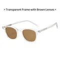 Fashionable TR sunglasses with transparent frames and brown lenses for outdoor sun protection - Transparent Frame Brown Lens