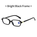 Occhiali da lettura quadrati nero lucido con filtro luce blu e dettagli dorati - +2.00 Diottria / Montatura Nera