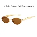 Gafas de sol ovales con montura de metal dorado y lentes marrones de estilo vintage - Montura Dorada Lentes Marrones