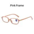 Stylish pink square reading glasses with +2.00 blue light blocking lenses for women - Pink Frame