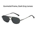 Gafas de sol poligonales con montura metálica gris oscuro y lentes de color gris - Montura Gris Metalizado Lentes Gris Negro