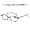 Square transparent grey reading glasses +2.00 with blue light blocking lenses - Transparent Grey