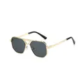 Quadratische Gold-Metallrahmen Sonnenbrille mit dunkelgrauen Gläsern und Doppelsteg - Goldrahmen Schwarzgrau