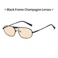 Irregular polygon sunglasses with black metal frame and champagne tinted lenses - Black Frame Champagne Lens