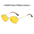 Retro round sunglasses with bright gold metal frames and translucent yellow lenses - Gold Frame Yellow Lenses