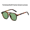 Lunettes de soleil pilote rétro avec monture écaille, verres verts et double pont - Monture Écaille Verres Verts