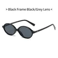 Schwarze ovale Retro-Sonnenbrille mit dunkelgrauen Gläsern und Vintage-Metallnieten - Schwarzer Rahmen Schwarz Graue Gläser