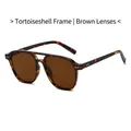 Lunettes aviateur rétro avec monture écaille et verres bruns pour un look urbain chic - Monture Écaille de Tortue Verres Thé