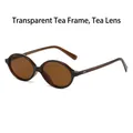 Retro-Oval-Sonnenbrille mit transparentem teefarbenem Rahmen und braunen Gläsern - Transparenter Tee-Rahmen Tee-Gläser