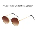 Lunettes de soleil rondes rétro avec monture dorée et verres marron dégradés classiques - Monture Dorée Verres Thé Dégradé