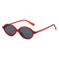 Ovale Retro-Sonnenbrille mit transparentem rotem Rahmen und dunkelgrauen Gläsern UV-Schutz - Transparenter roter Rahmen graue Linse