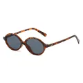 Retro-Sonnenbrille mit ovalem Rahmen in Schildpatt-Optik und dunkelgrauen Gläsern - Schildpatt-Rahmen Schwarz-graue Gläser