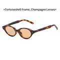 Retro ovale Sonnenbrille mit Schildpatt-Rahmen und champagnerfarbenen Gläsern - Schildpatt Rahmen Champagner Linsen