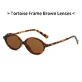 Retro oval sunglasses with tortoiseshell frame and brown lenses for a vintage look - Tortoiseshell Frame Tea Lens
