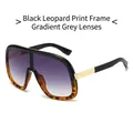 Oversized shield sunglasses in leopard print frame with grey gradient lenses - Black Leopard Frame Gradient Grey Lens