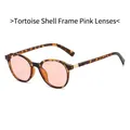 Lunettes de soleil rondes rétro avec monture écaillée et verres roses - Monture Écaille Verres Roses