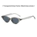 Lunettes de soleil ovales gris transparent avec verres foncés et rivets décoratifs - Monture Gris Transparent Verre Gris