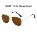 Klassieke aviator zonnebril met goudkleurig metalen frame en bruine glazen voor comfort - Gouden Frame Thee Lens