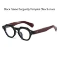 Vintage round frame sunglasses with black frame wine red temples and clear lenses - Black Frame Wine Red Temples Clear Lens