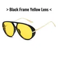 Gafas de sol de aviador con montura negra mate y lentes amarillas vibrantes - Montura Negra Lentes Amarillas