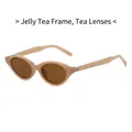 Lunettes de soleil œil de chat ovales avec monture thé et verres teintés assortis - Monture Thé Jelly Verres Thé