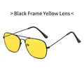 Klassieke aviator zonnebril met zwart metalen montuur en heldere gele glazen - Zwart Frame Gele Lenzen