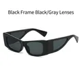 Fashionable black square sunglasses with dark grey lenses and thick temples - Black Frame Black Grey Lens