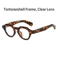 Retro tortoiseshell sunglasses with geometric frames and clear lenses for fashion style - Demi Frame Clear Lens