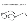 Retro round metal eyeglasses with a black frame and clear lenses for a vintage style - Black Frame Clear Lenses