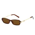 Lunettes de soleil rétro avec verres marrons, monture marron et branches dorées - Monture Thé Verres Thé