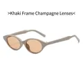 Lunettes de soleil œil de chat rétro avec monture kaki mat et verres de couleur champagne - Monture Kaki Verre Champagne