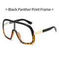 Fashion oversized sunglasses featuring black and leopard tortoiseshell frames with metal temples - Black Leopard