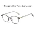 Lunettes de soleil rétro à monture ronde grise transparente et verres clairs à la mode - Monture Gris Transparent Verres Transparents