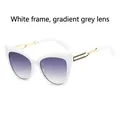 Lunettes de soleil œil de chat chic avec monture blanche et verres dégradés - Monture Blanche Verres Gris Dégradé