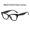 Cat eye glasses featuring glossy black frames and clear anti-blue light lenses - Black Frame Clear Lenses