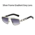 Lunettes de soleil rétro avec monture argentée et verres gris dégradés style punk - Monture Argentée Verre Gris Dégradé