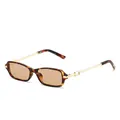 Lunettes de soleil rectangulaires écaillées avec verres champagne et branches dorées - Monture Écaille Verres Champagne