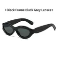 Futuristic wave-style sunglasses with thick black frame and deep gray lenses - Black Frame Black Grey Lens