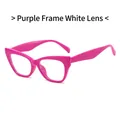 Retro cat-eye sunglasses with trendy purple frames and clear lenses for men and women - Purple Frame Clear Lens