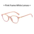 Lunettes de soleil rétro à monture ronde rose pastel avec verres clairs et rivets dorés - Monture Rose Verre Clair